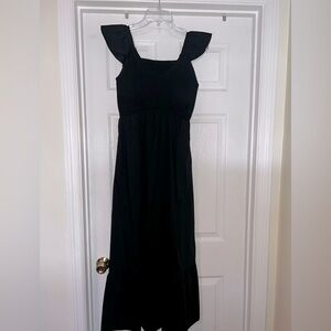 Black Ruffle Trim Women's Dress